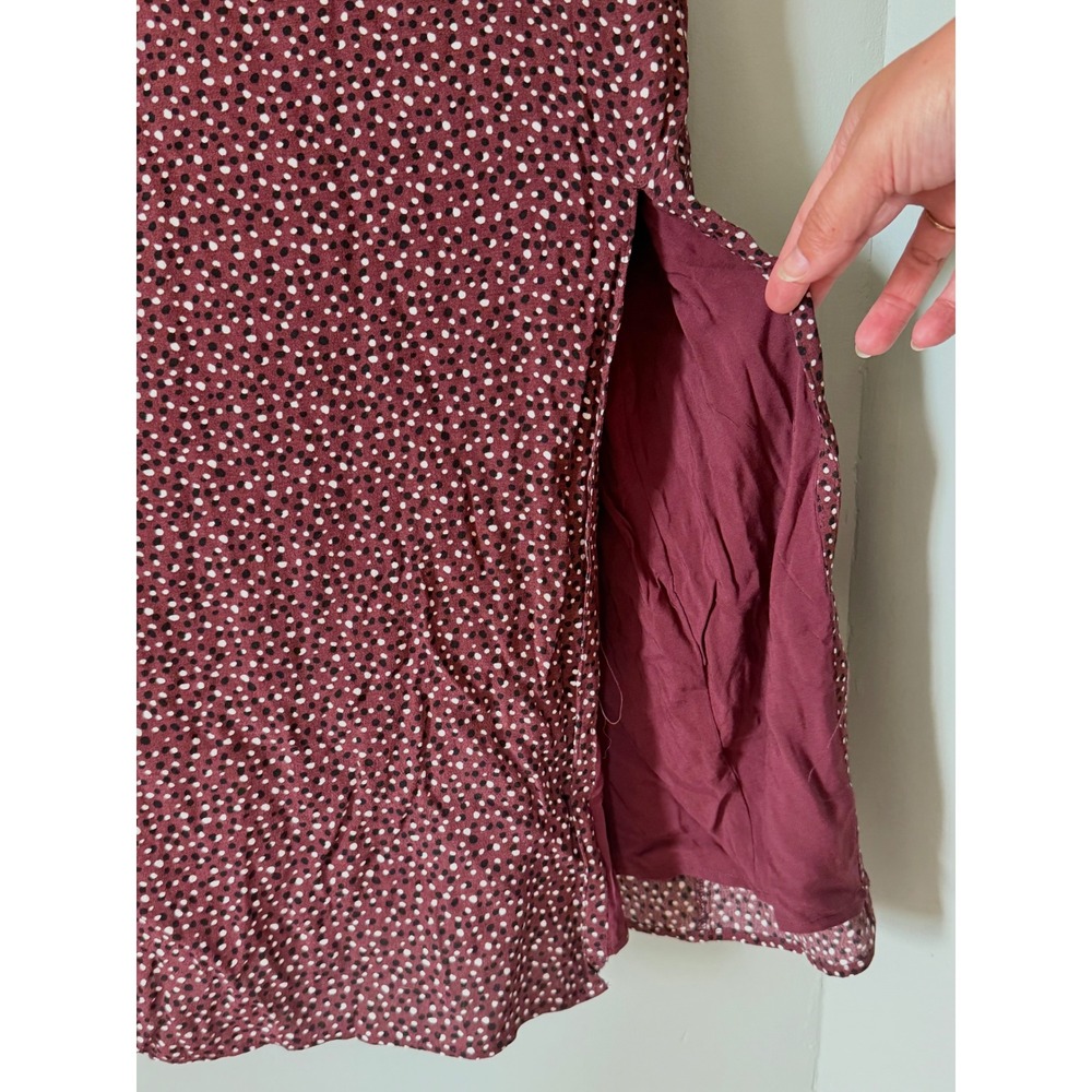 Abercrombie & Fitch Midi Slip Dress Burgundy Red Black White Polka Dot XL NWT - Picture 4 of 9
